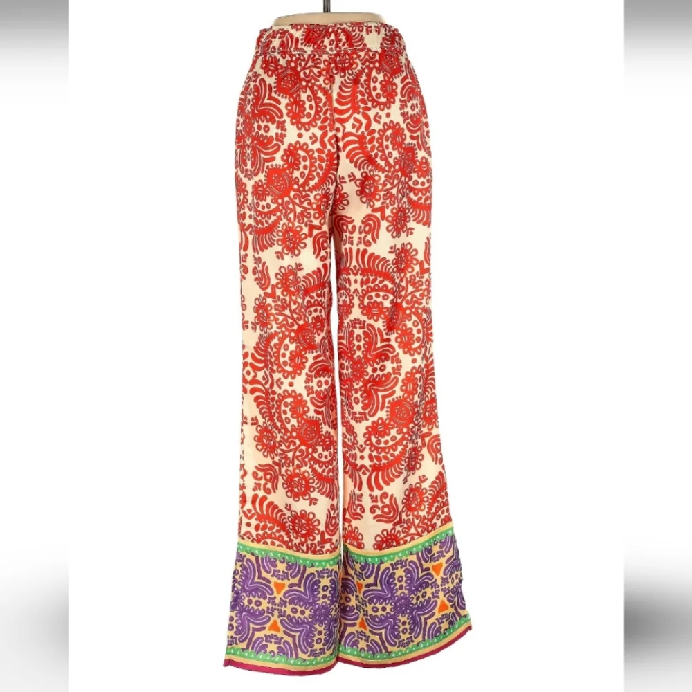 Zara * satin red printed wide leg pants Size XS